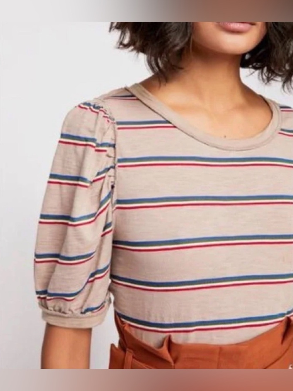 We The Free Free People. Molly Puff Sleeve Retro Tee sz s-p